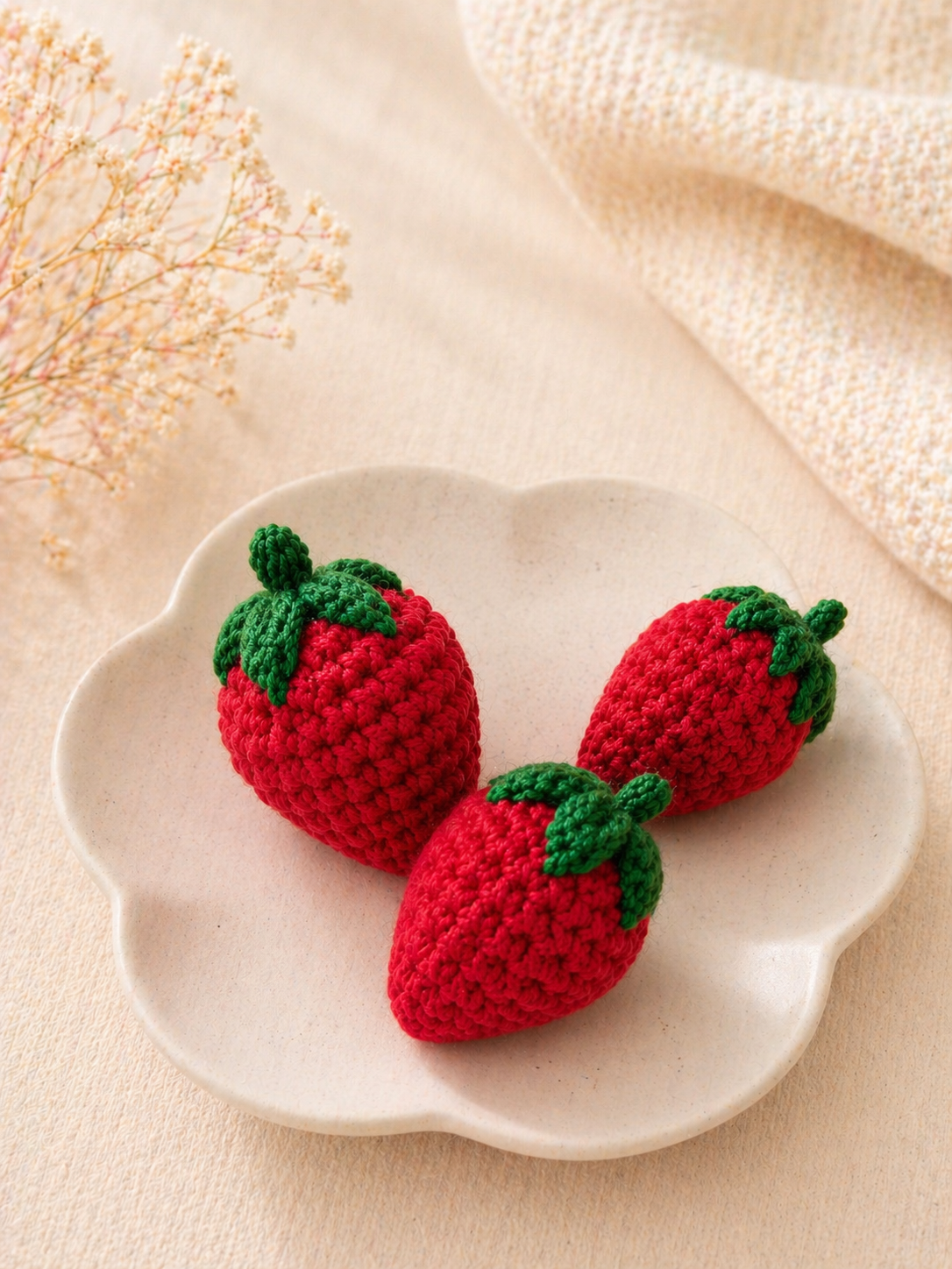Crochet strawberry material inspiration